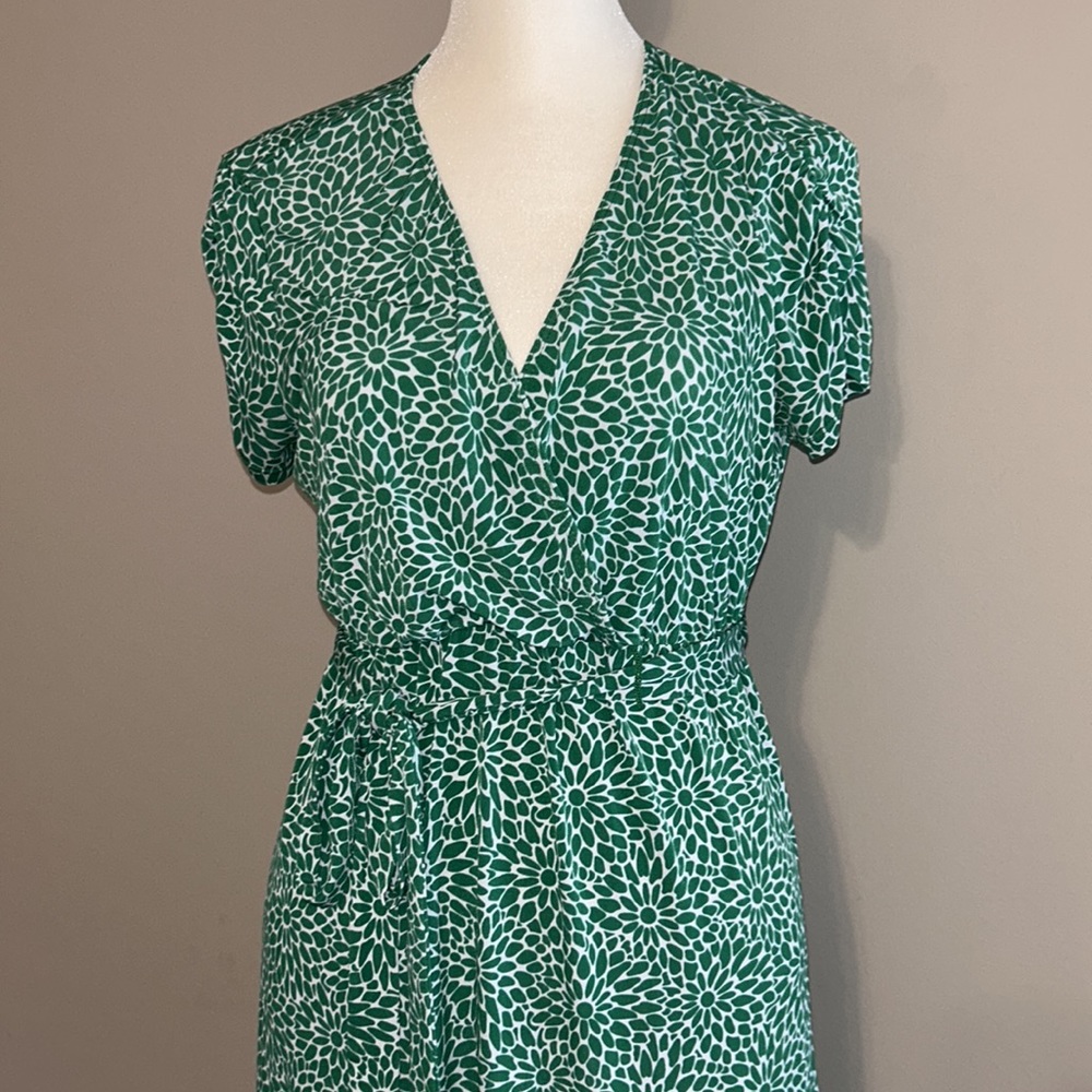 Motherhood Maternity Small Green Geometric Floral Tie Dress - Picture 3 of 6